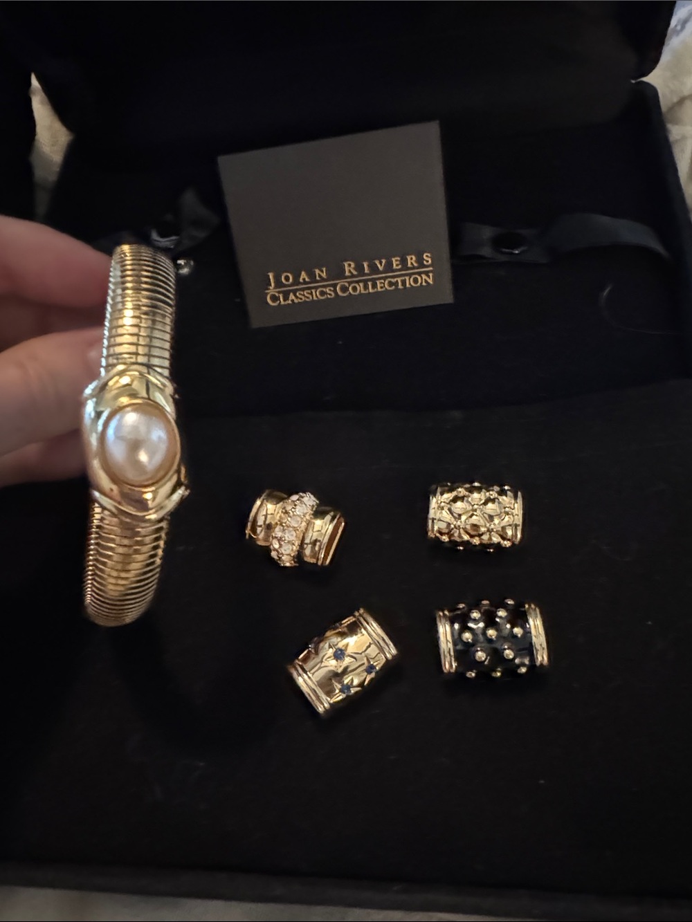 Joan Rivers Gold-Tone Convertible Bracelet with Pearl and interchangeable pieces
